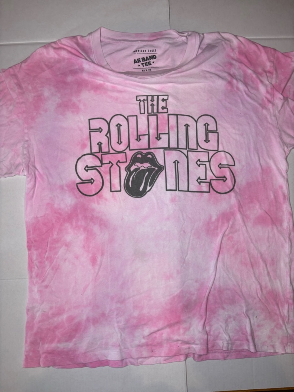 American Eagle Outfitters Pink Tie-Dye The Rolling Stones Graphic Tee